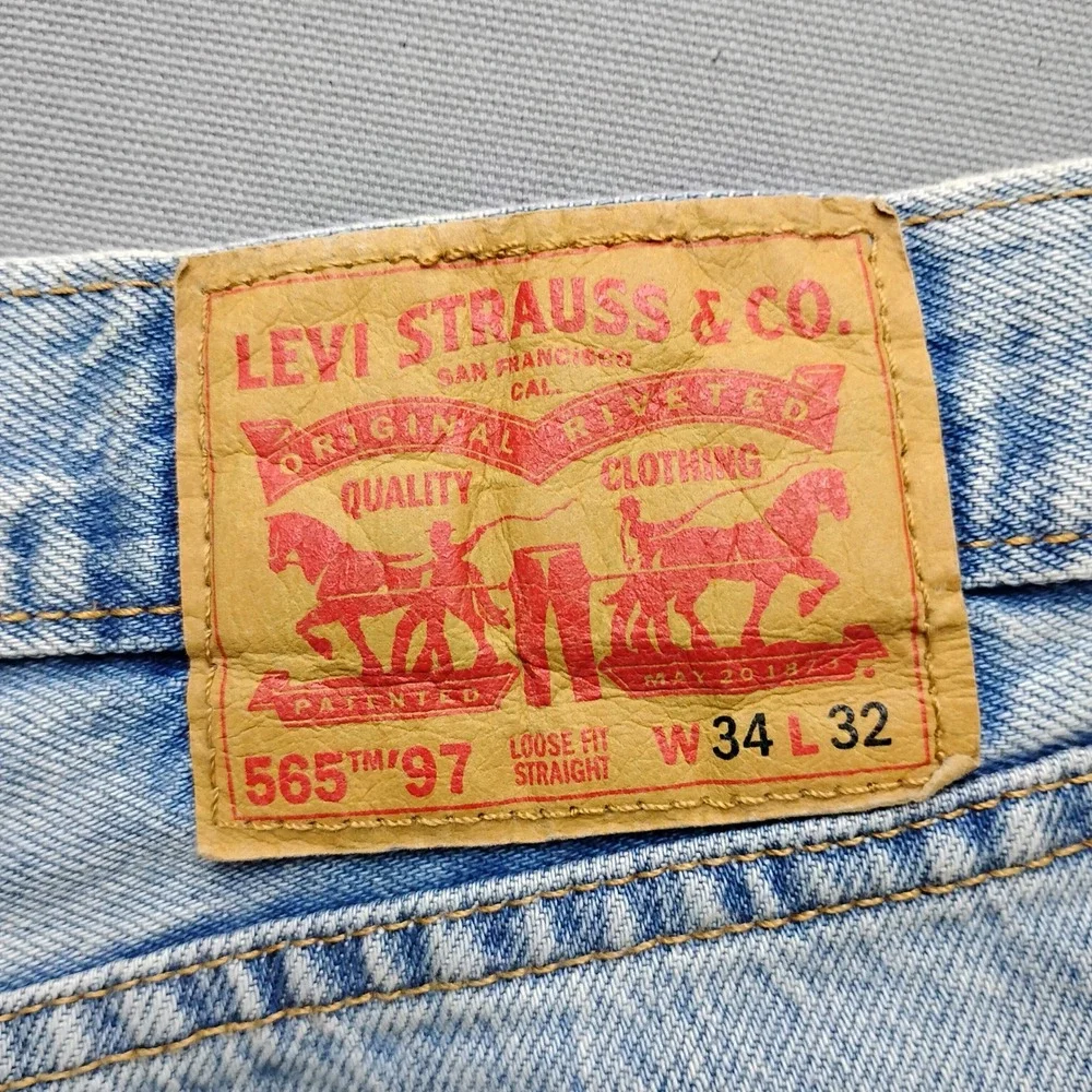 Levis 565 '97 Loose Fit Straight Leg Jeans Light Wash Denim 34x32 Mens